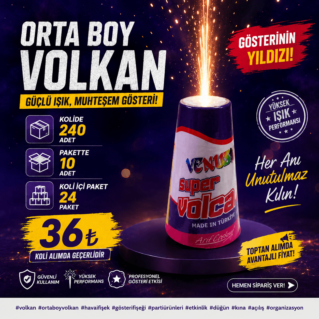 Organizasyon İçin Profesyonel Orta Boy Volkanler - Venüs Marka